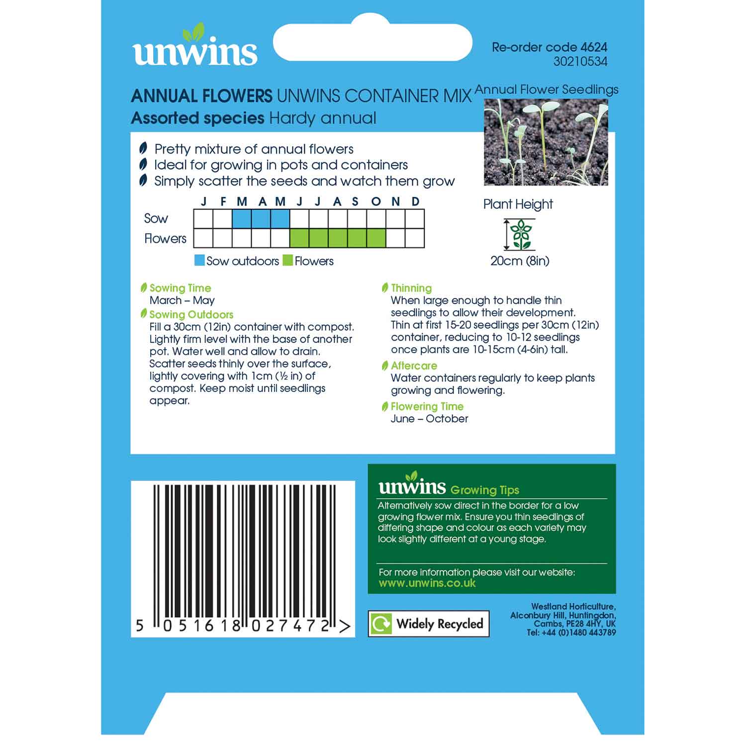 Annual Flower Seeds 'Unwins Container Mix' - Image 3