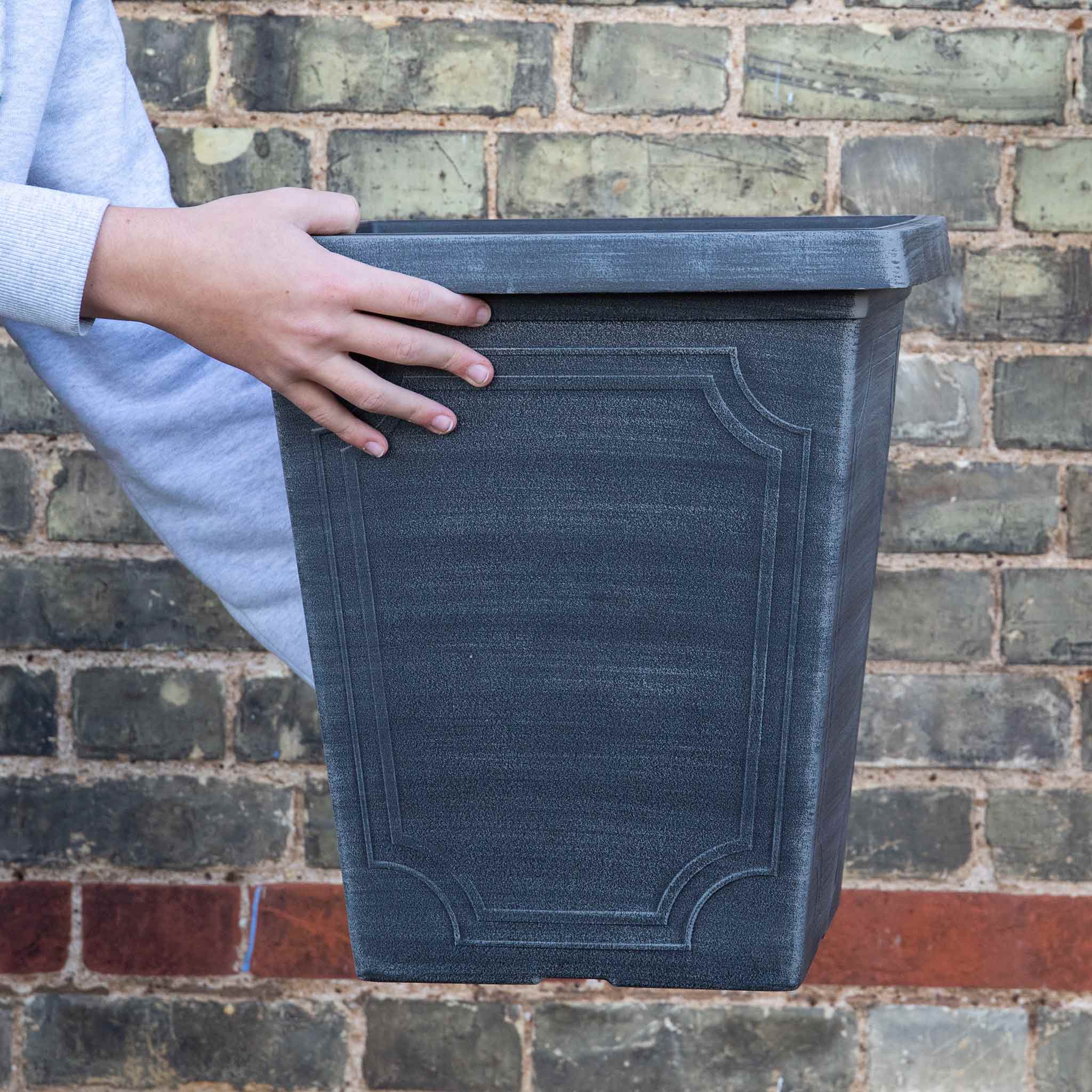 Estate Tall Square Planters in Chalk Effect 14in - Image 4