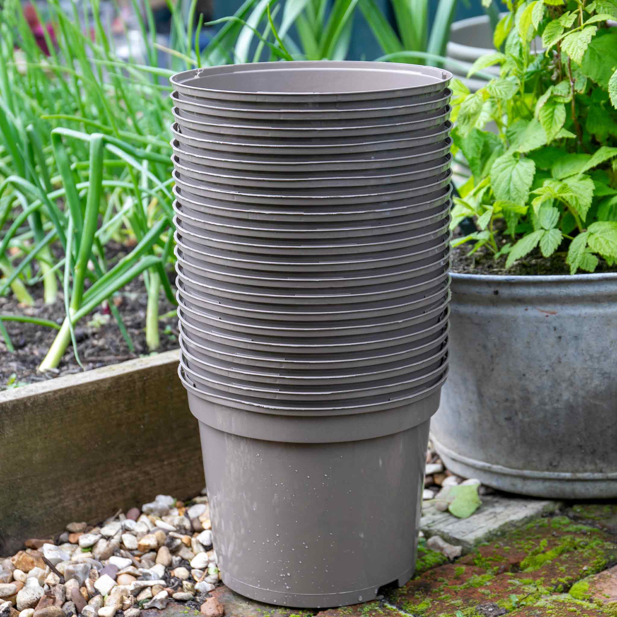 Taupe-Grey Plastic Plant Pots 5L - Image 3