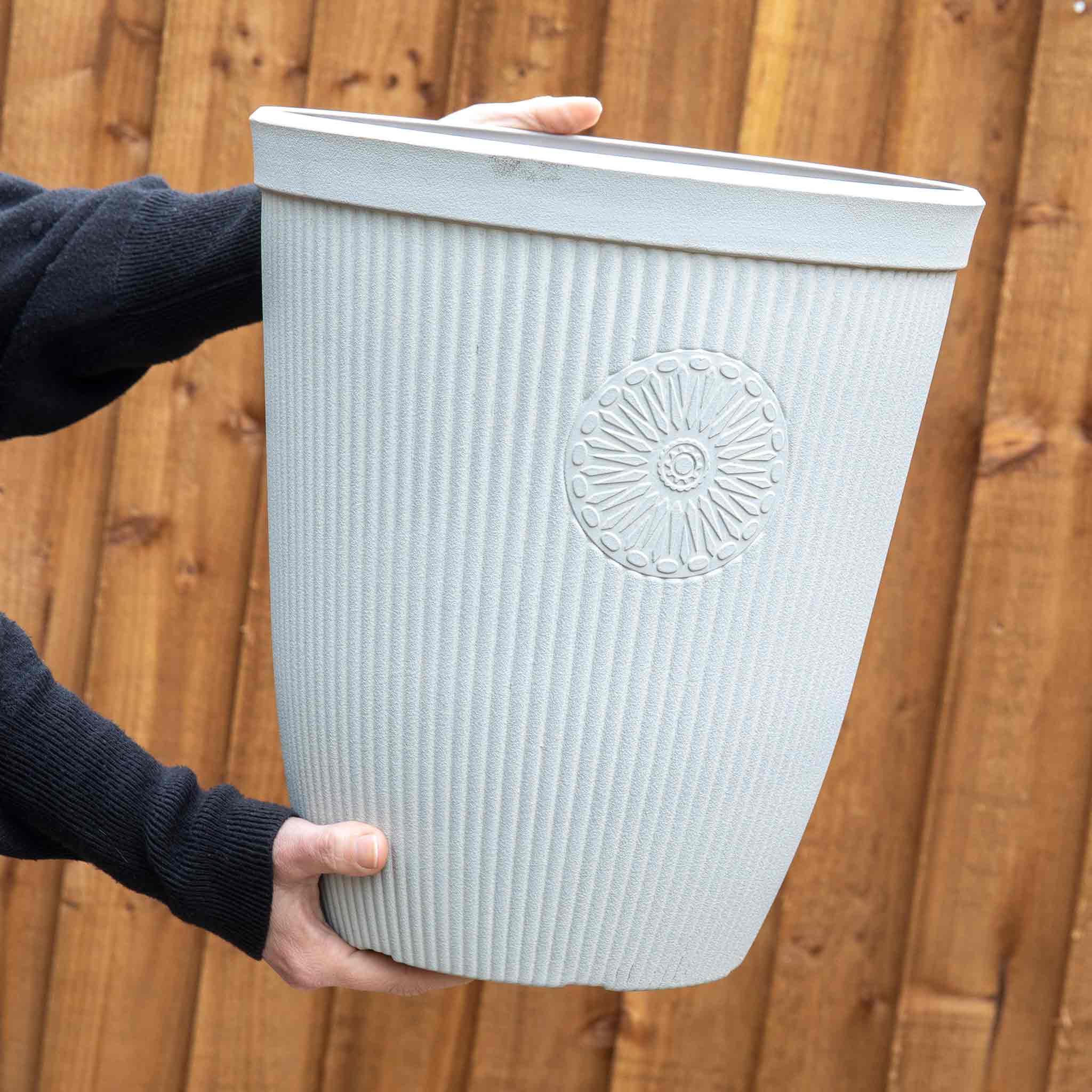 Somerville Tall Planters 33cm in Pebble White - Image 4