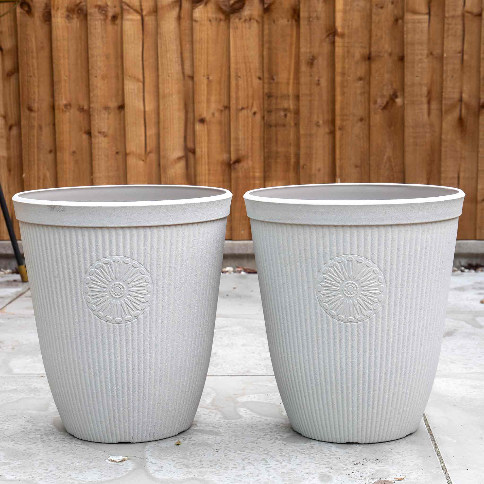 Somerville Tall Planters 33cm in Pebble White - Image 5