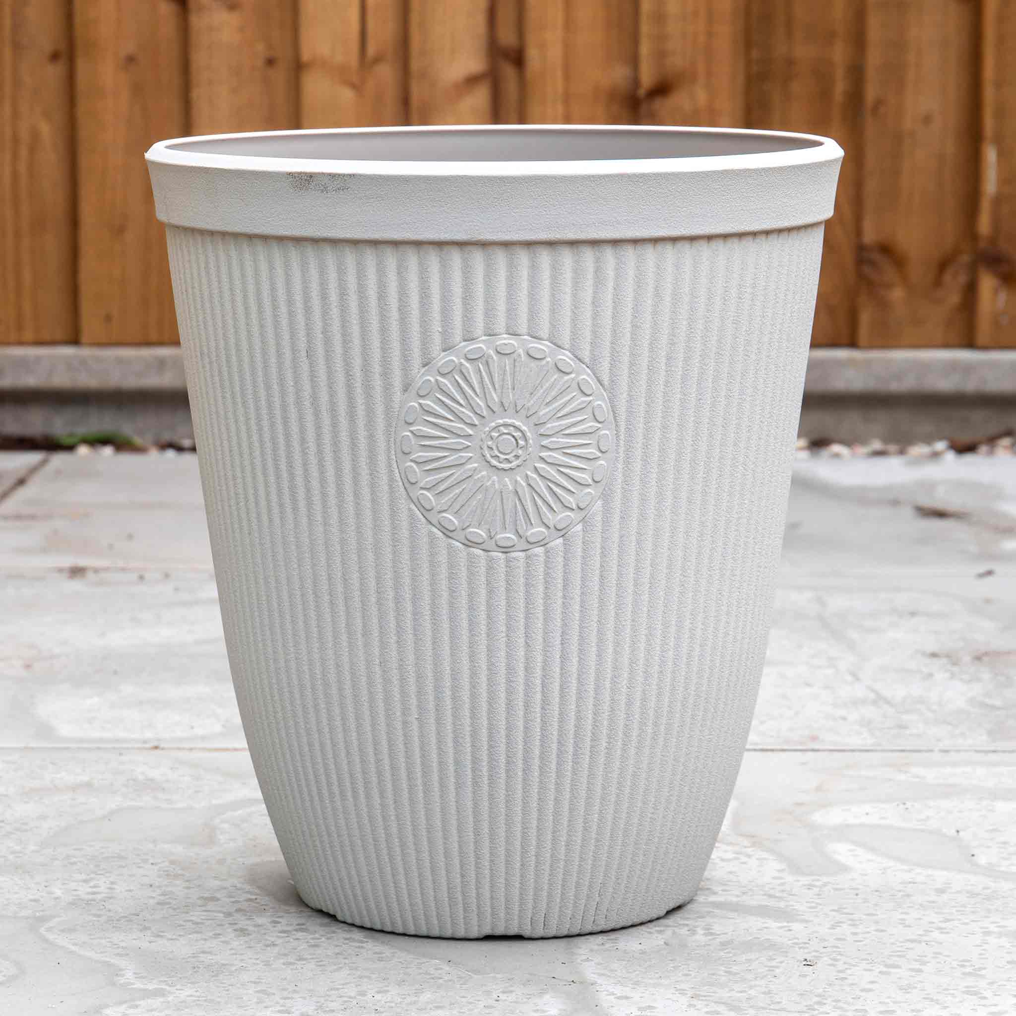 Somerville Tall Planters 33cm in Pebble White - Image 6